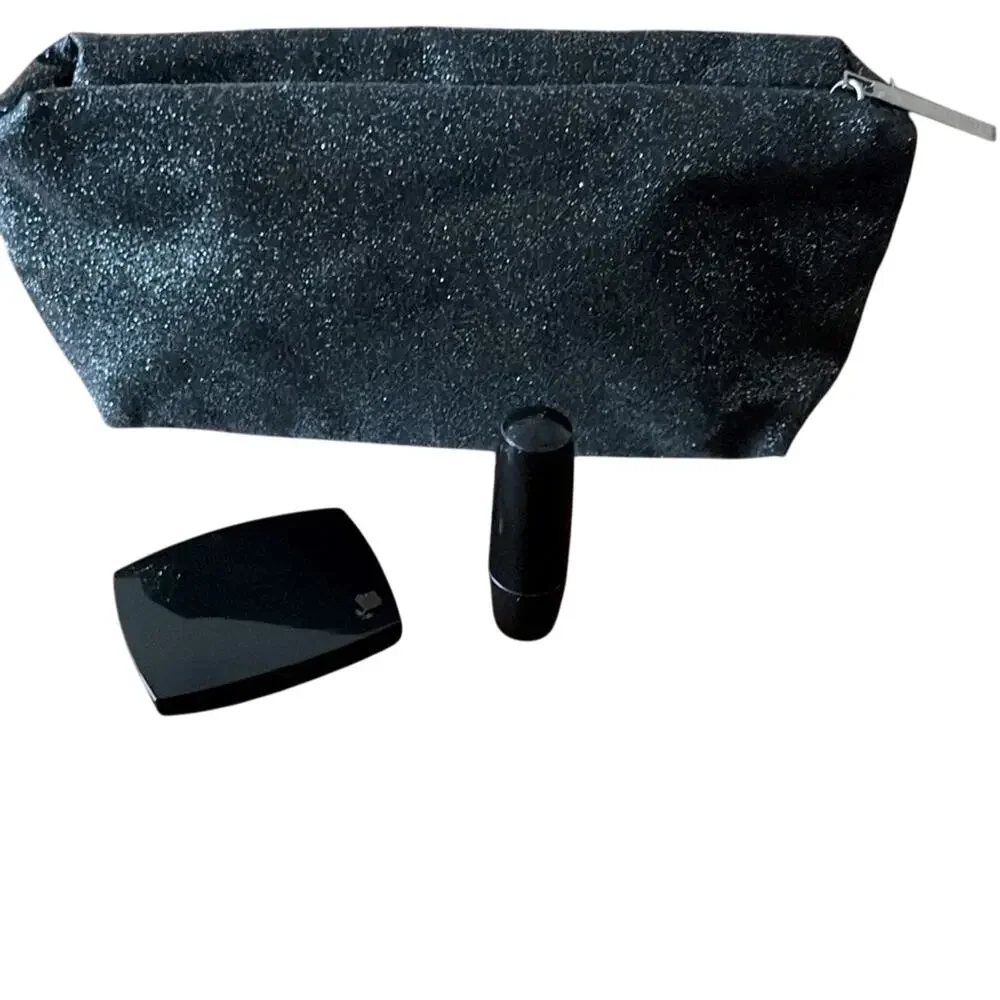 Lancôme 3 Piece Gift Set Sparkle Bag Red Lipstick Powder Blush